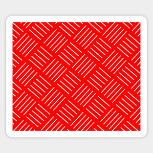 Abstract geometric pattern - strips - red and white. Sticker